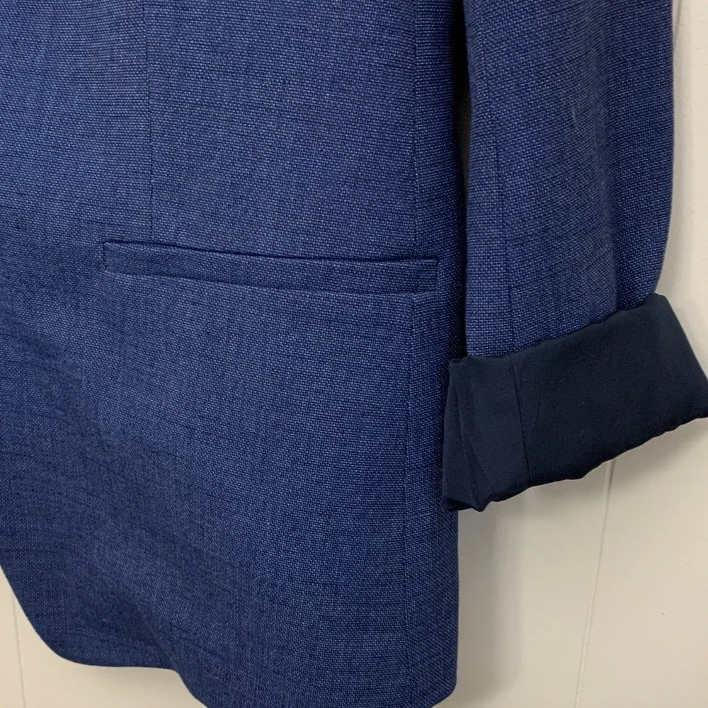 LOFT Navy Blue Textured Single-Button Blazer - Picture 4 of 9